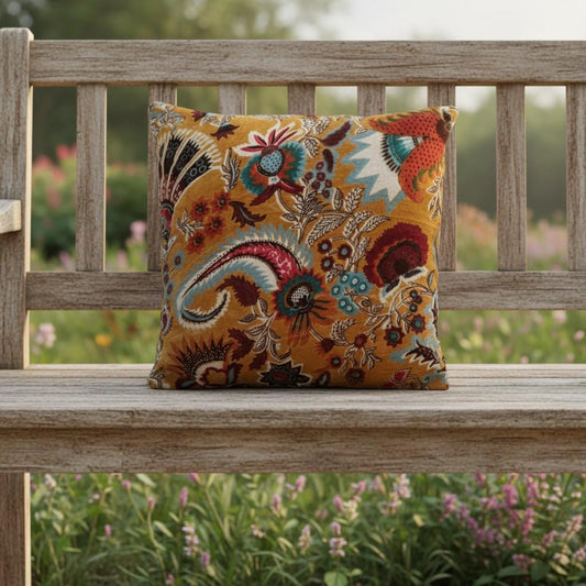 Wandering wildflower mukut Velvet Cushion Cover- both side printed velvet