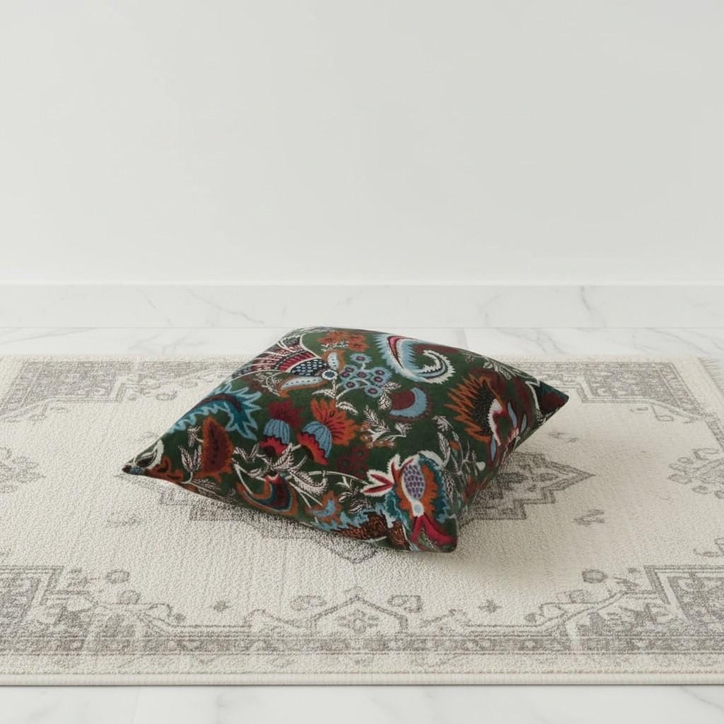 Wandering wildflower mukut Velvet Cushion Cover- both side printed velvet
