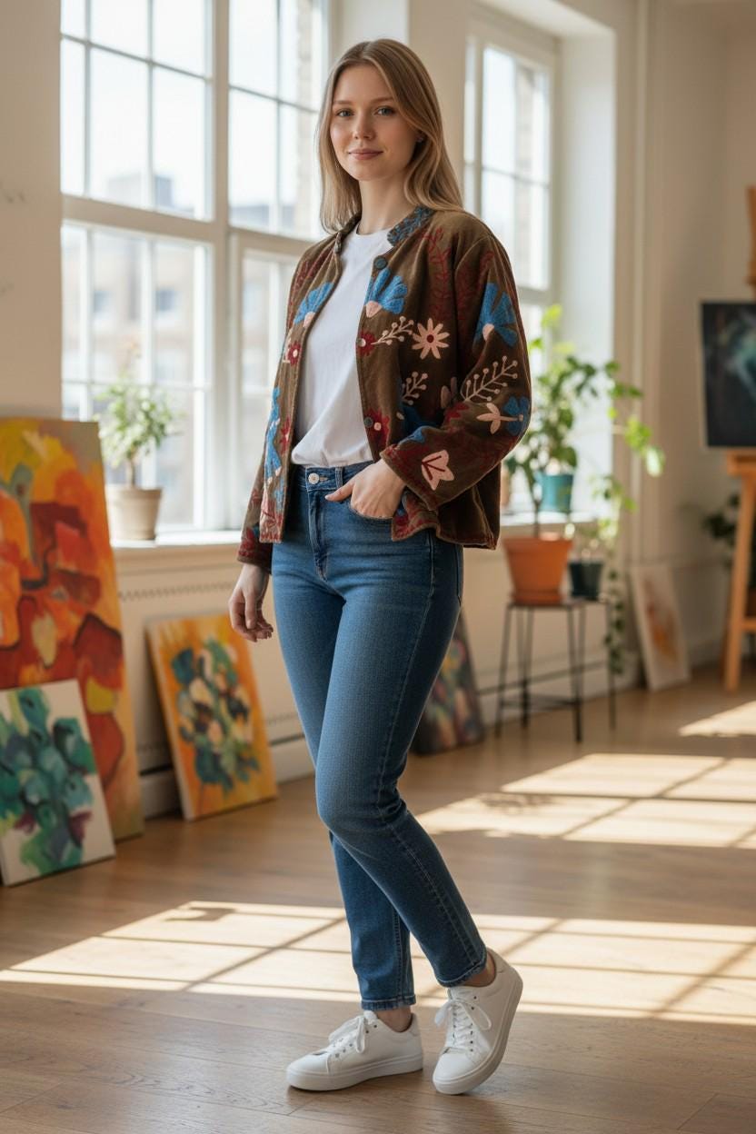 Velvet Suzani Elephant Embroidered Jacket, Boho Floral Handmade JacketSize S to M free size