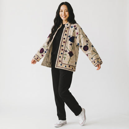 TNT cotton Suzani Bird Song hand embroidered Jacket Free Size