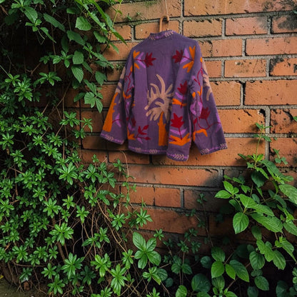 TNT cotton Suzani Leaves hand embroidered Jacket Free Size