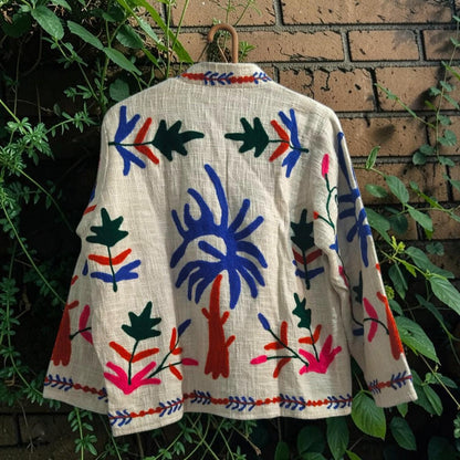 TNT cotton Suzani Leaves hand embroidered Jacket Free Size