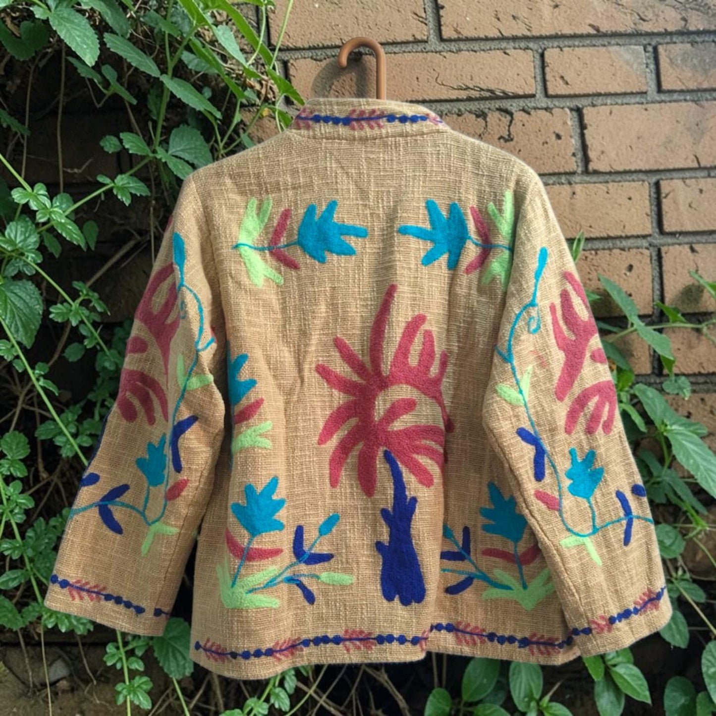 TNT cotton Suzani Leaves hand embroidered Jacket Free Size
