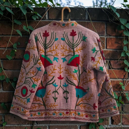 TNT cotton Suzani Bird Song hand embroidered Jacket Free Size