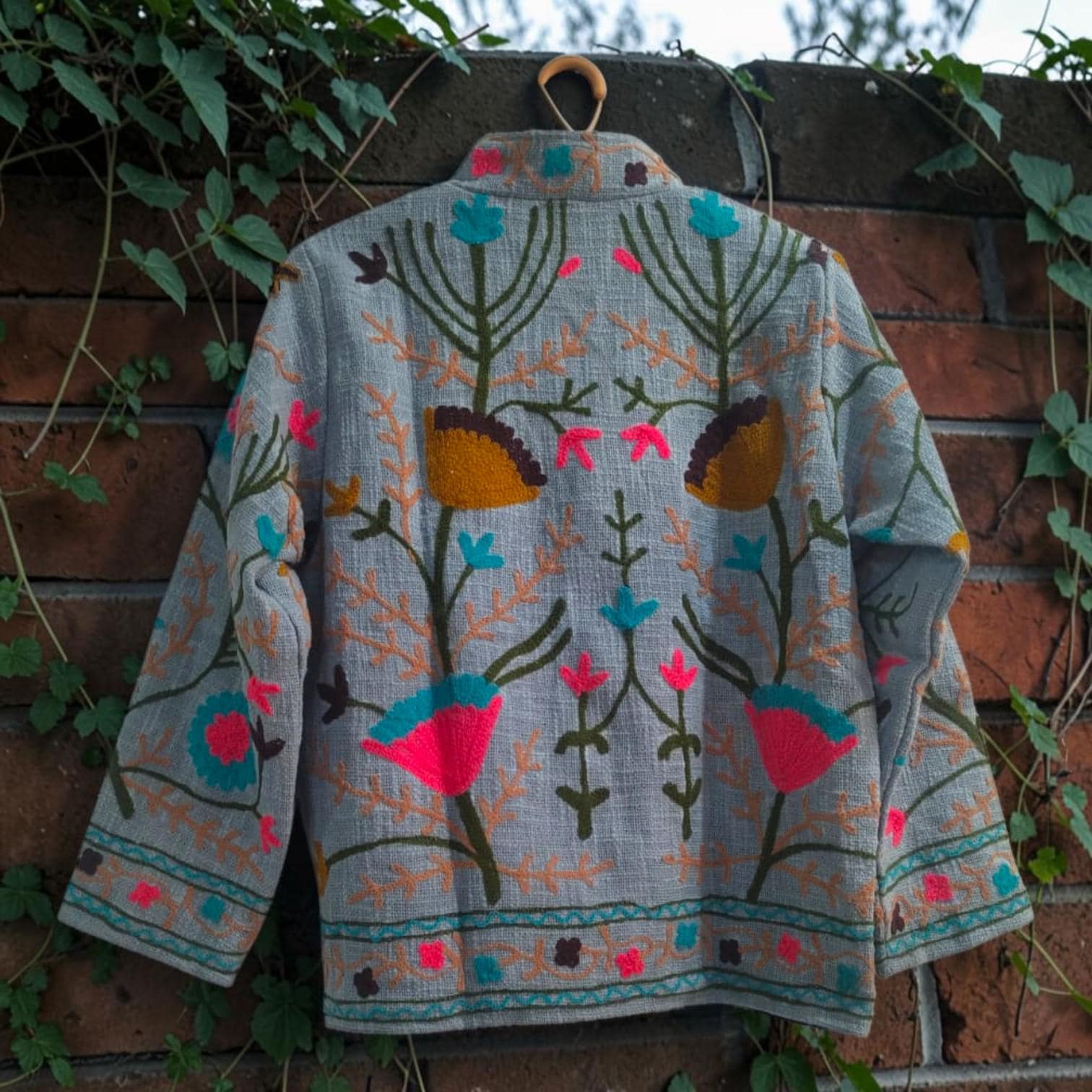 TNT cotton Suzani Bird Song hand embroidered Jacket Free Size