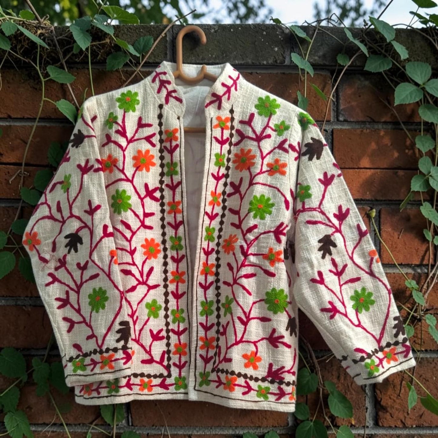 TNT cotton Suzani Floral hand embroidered Jacket Free Size