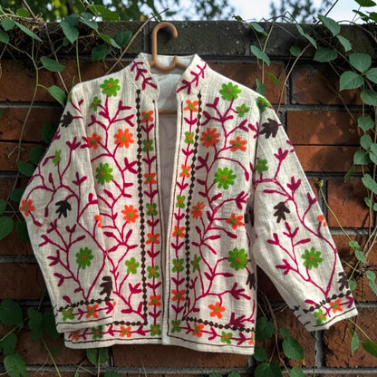 TNT cotton Suzani Floral hand embroidered Jacket Free Size