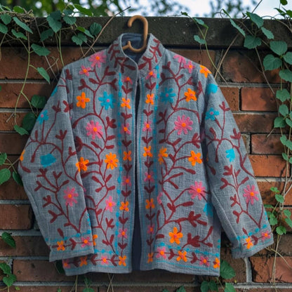TNT cotton Suzani Floral hand embroidered Jacket Free Size