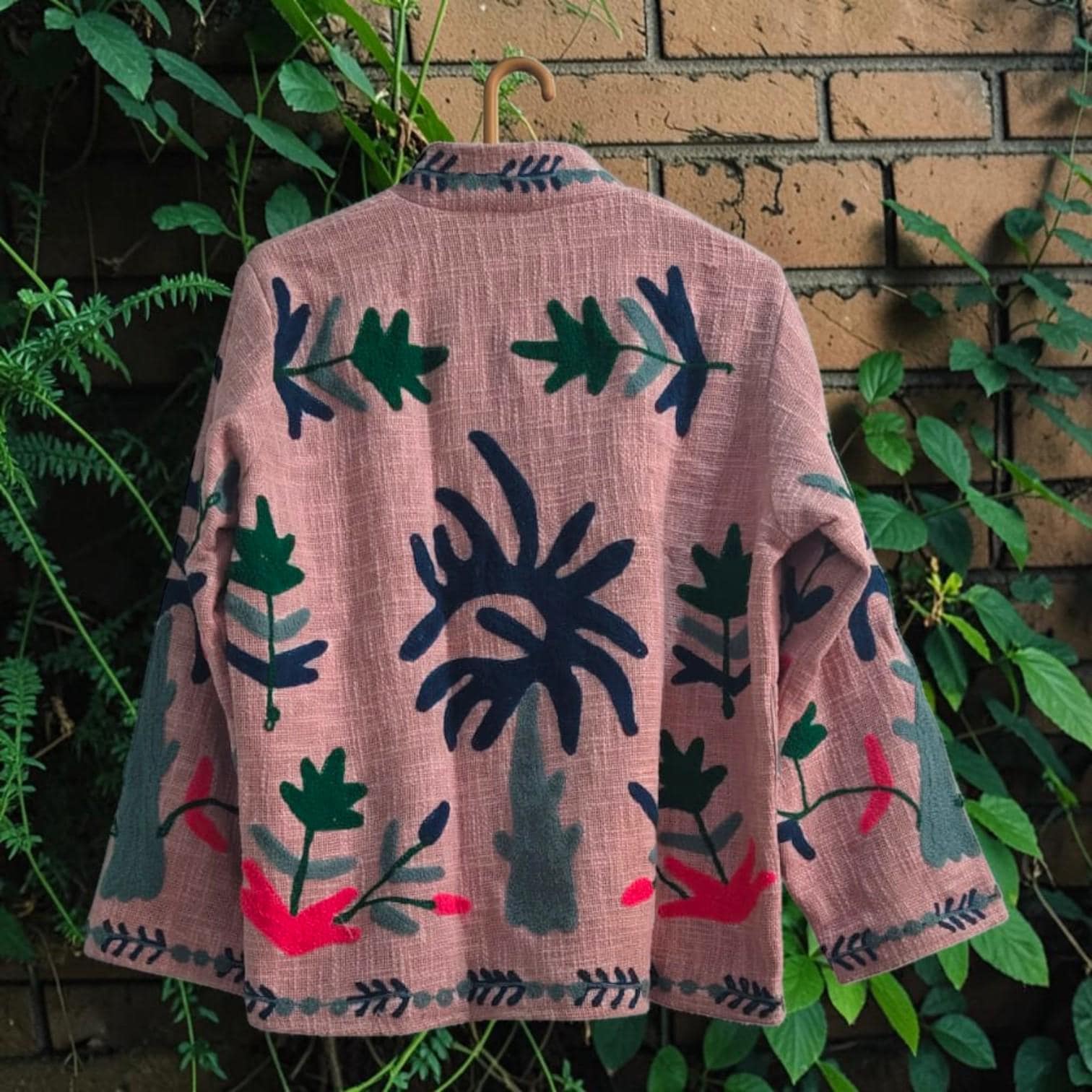 TNT cotton Suzani Leaves hand embroidered Jacket Free Size