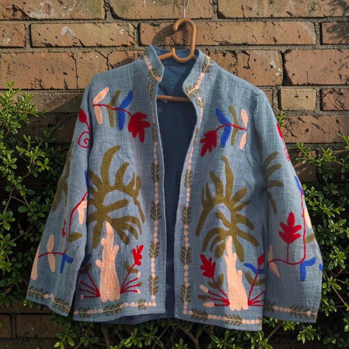 TNT cotton Suzani Leaves hand embroidered Jacket Free Size