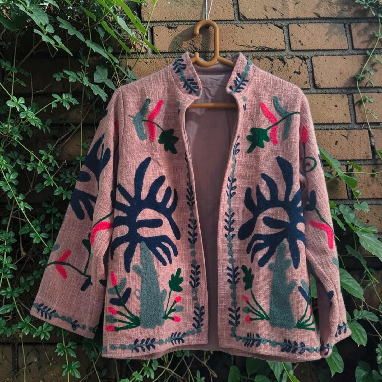 TNT cotton Suzani Leaves hand embroidered Jacket Free Size