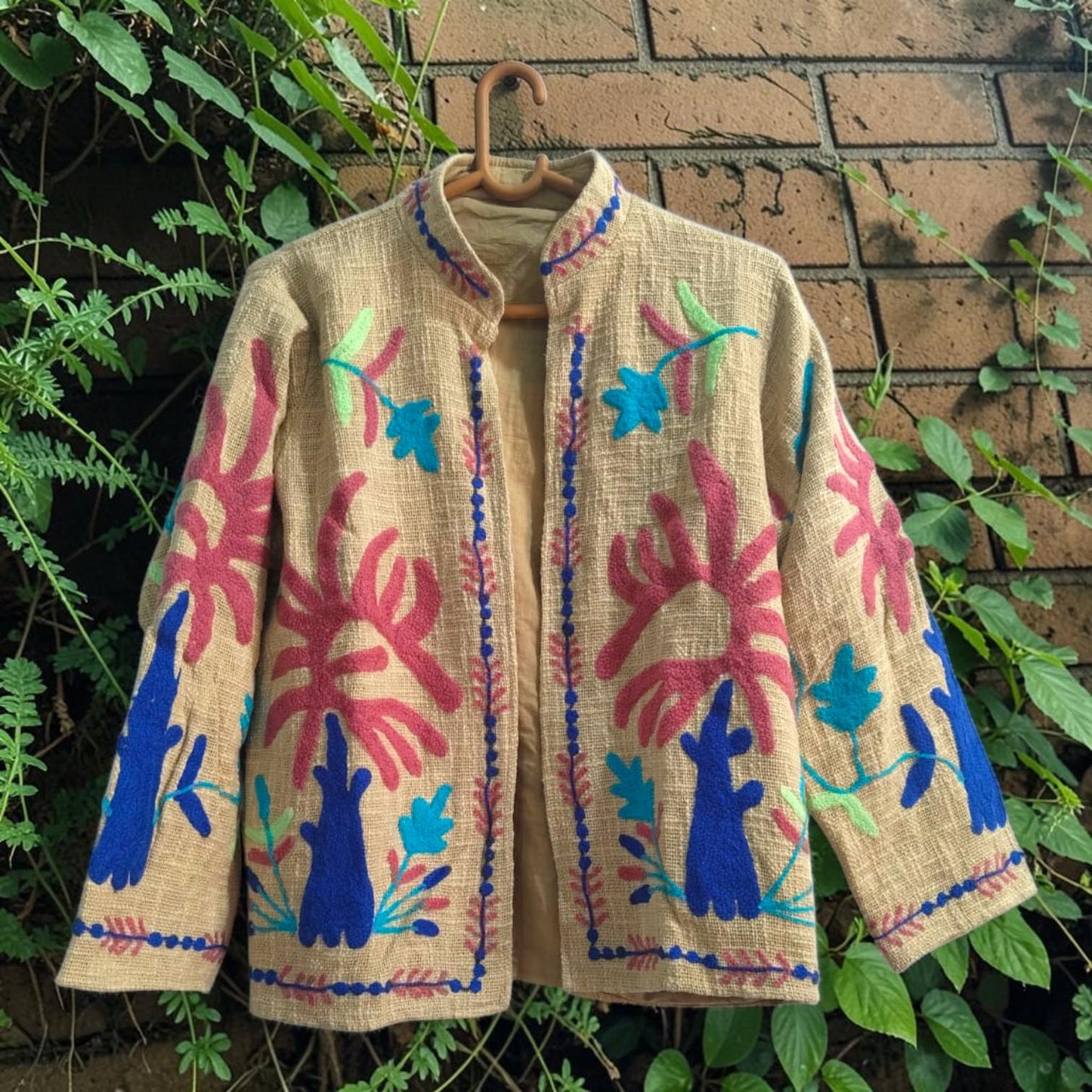 TNT cotton Suzani Leaves hand embroidered Jacket Free Size
