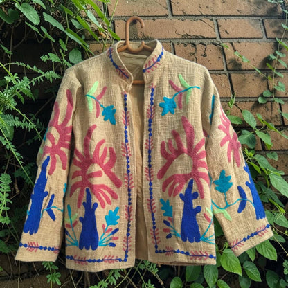 TNT cotton Suzani Leaves hand embroidered Jacket Free Size