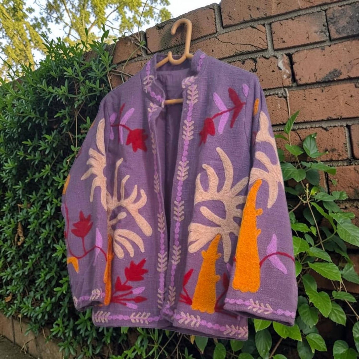 TNT cotton Suzani Leaves hand embroidered Jacket Free Size