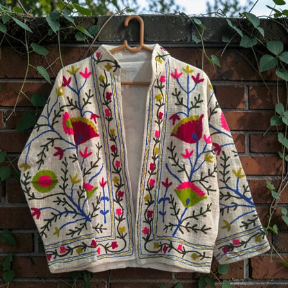 TNT cotton Suzani Bird Song hand embroidered Jacket Free Size