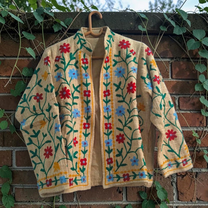 TNT cotton Suzani Floral hand embroidered Jacket Free Size