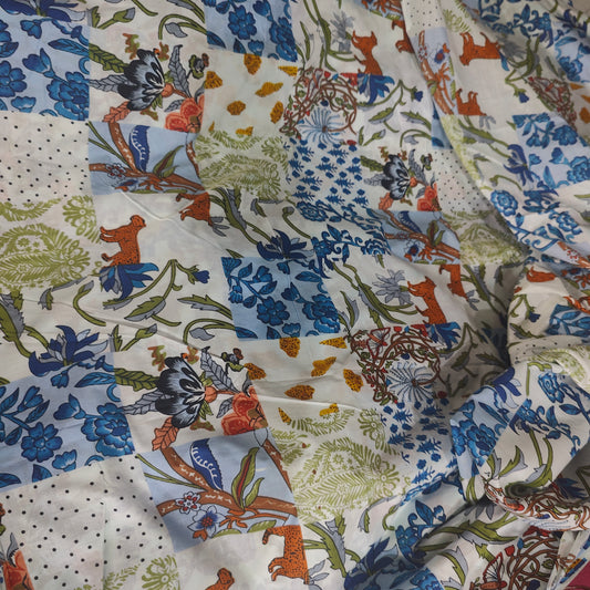 Patches multicolour Cotton cambric 44 inches width Fabric per meter