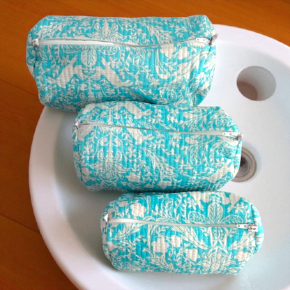 Vanity bag/ toiletry bag set of 3- Aqua