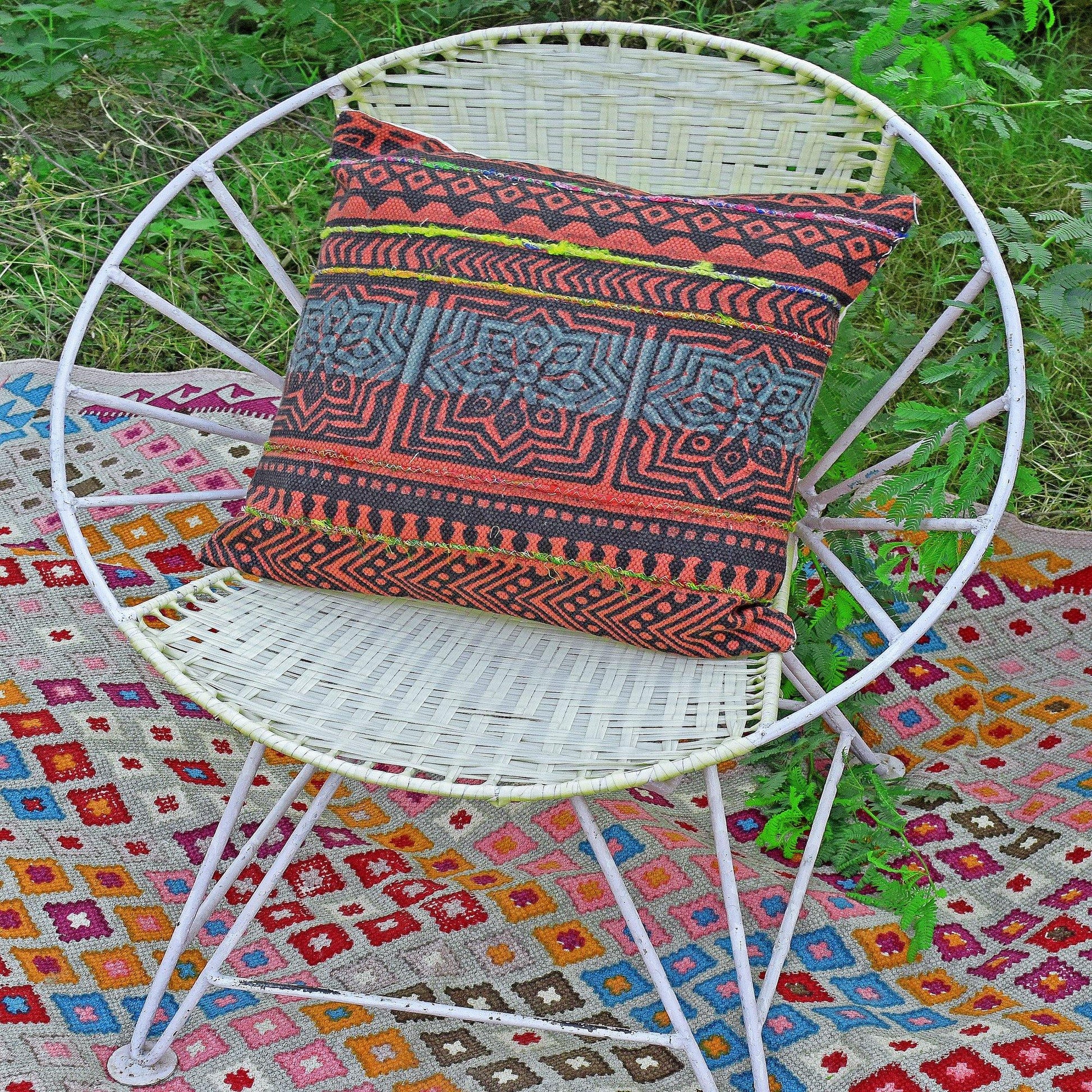 16" Designer Cushion Cover - Red - The Teal Thread