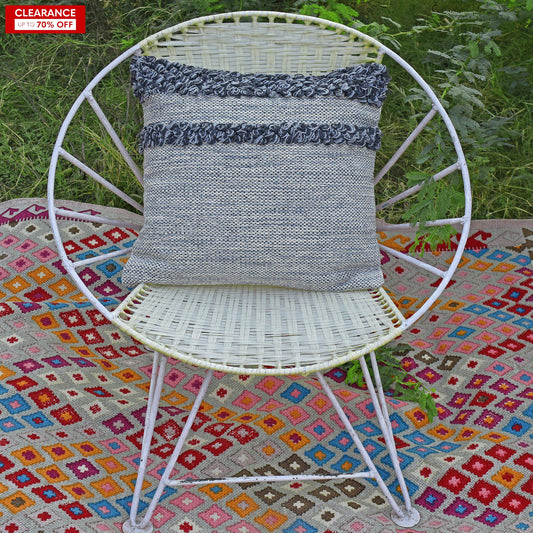 18" Designer Cushion Cover- Grey Ruffle - The Teal Thread