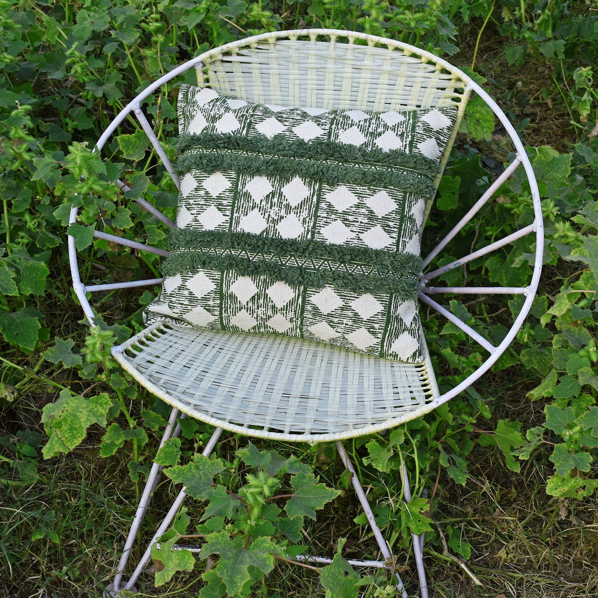 18" Designer Cushion Cover- Green Love - The Teal Thread