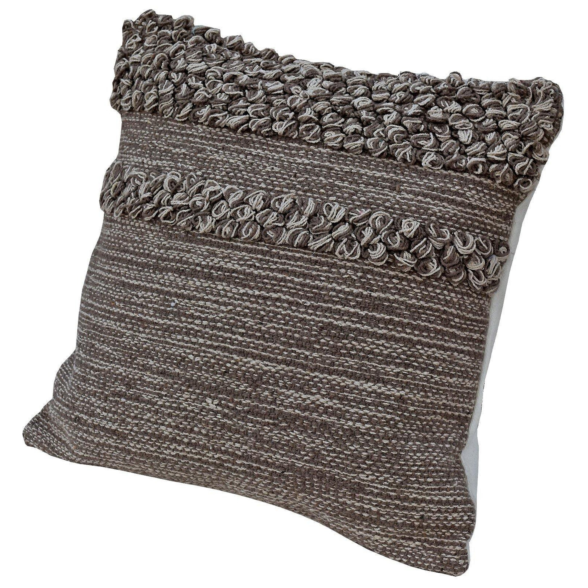 18" Designer Cushion Cover- Brown Ruffles - The Teal Thread