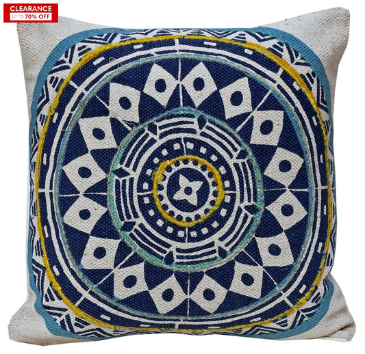 18" Designer Cushion Cover - Blue Mandala - The Teal Thread