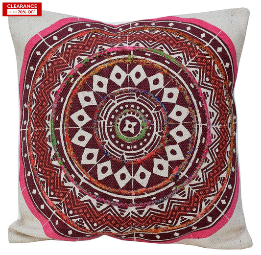 18" Designer Cushion Cover -Pink Mandala - The Teal Thread