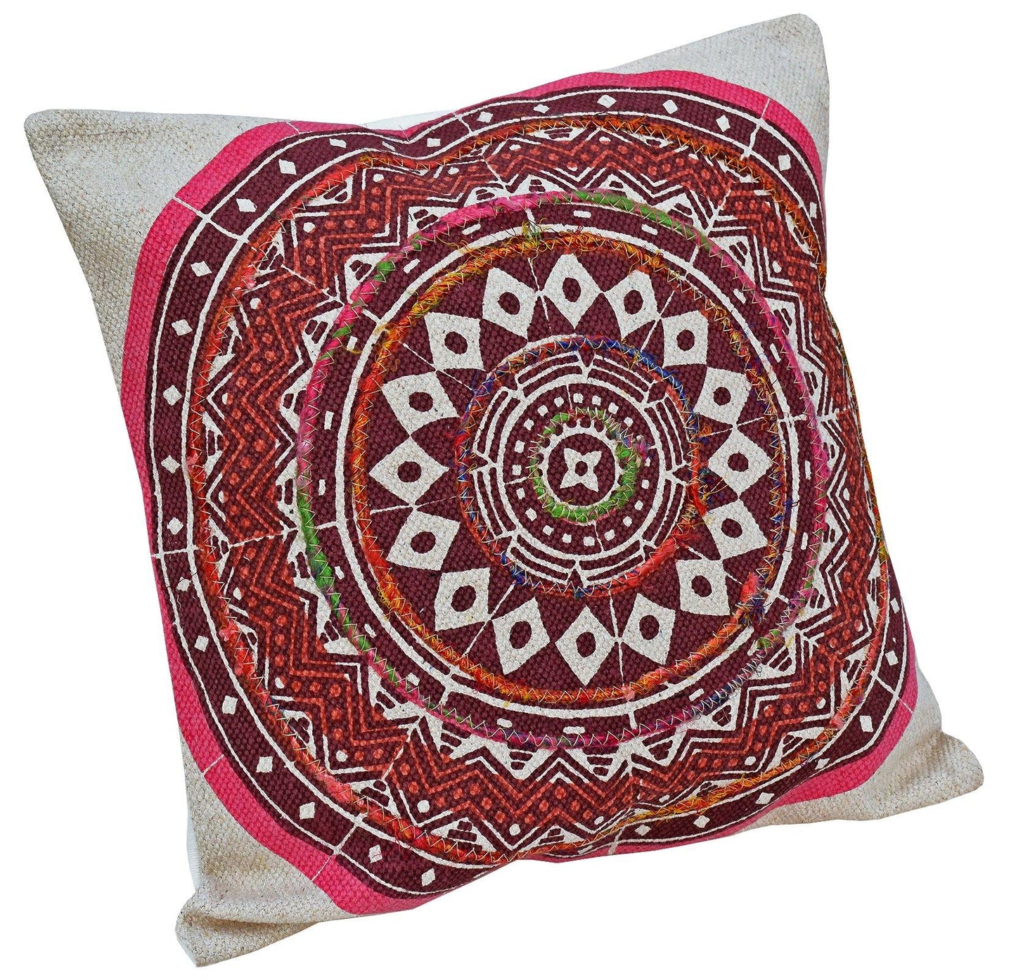 18" Designer Cushion Cover -Pink Mandala - The Teal Thread