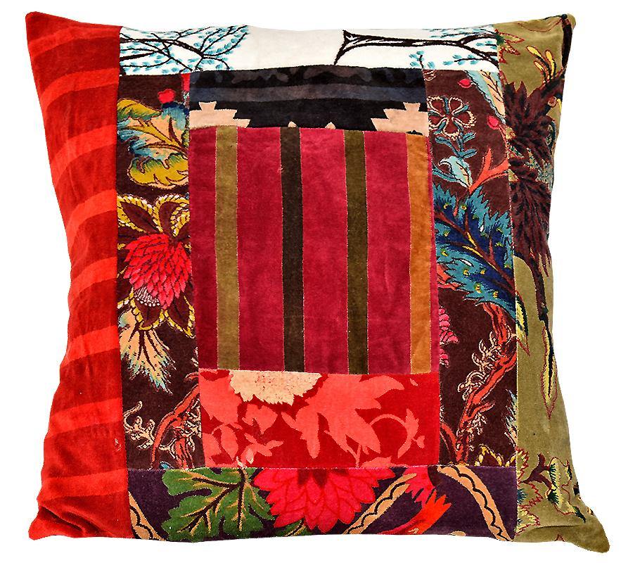 Floral Patchwork Velvet Cushion Cover - The Teal Thread