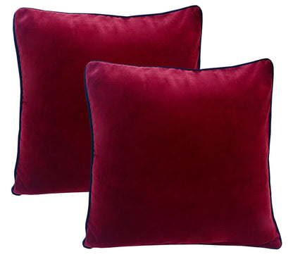 Maroon Velvet Cushion Cover with piping - The Teal Thread