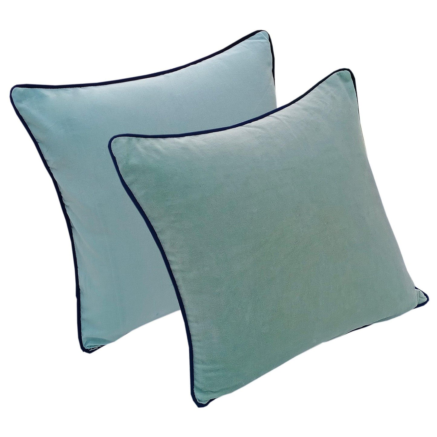 Grey Velvet Cushion Cover with piping - The Teal Thread