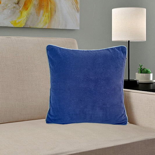 Blue Velvet Cushion Cover with piping - The Teal Thread