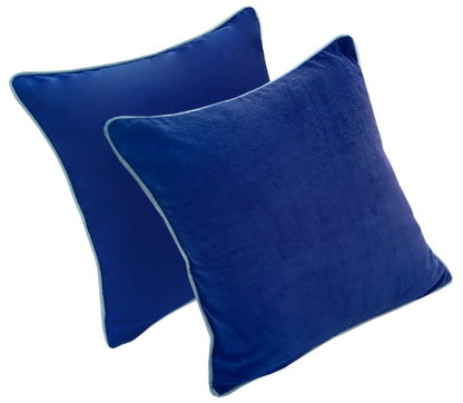 Blue Velvet Cushion Cover with piping - The Teal Thread