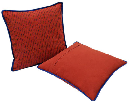 16" Red Kantha Cushion Cover - The Teal Thread