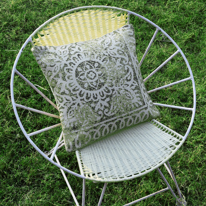 18" Designer Cushion Cover -Green mandala - The Teal Thread