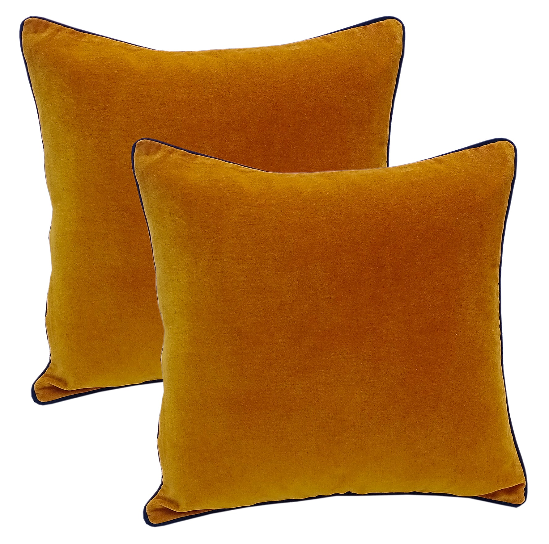 Mustard Velvet Cushion Cover with piping - The Teal Thread
