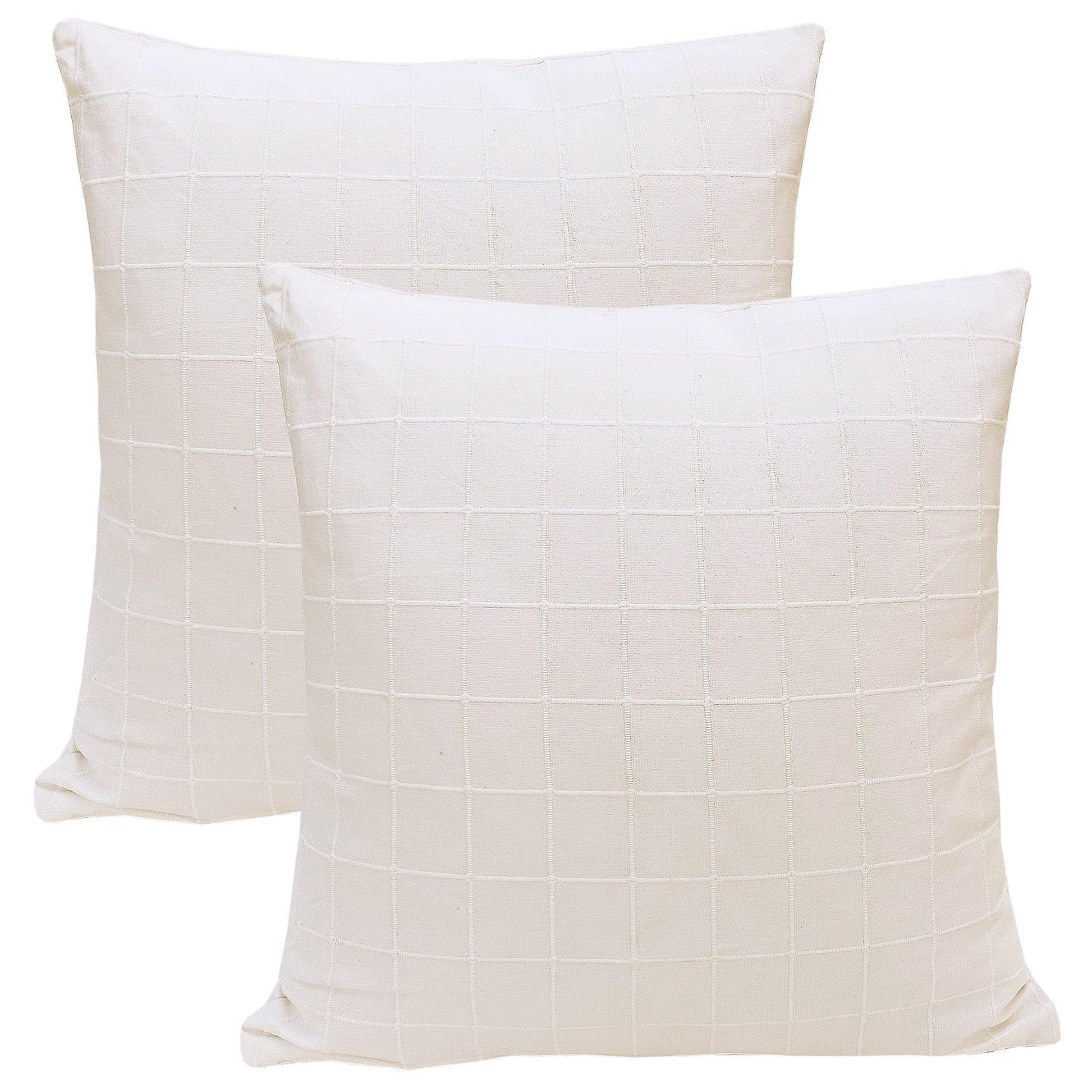 18" Off White Checkered Cotton Cushion Cover - The Teal Thread