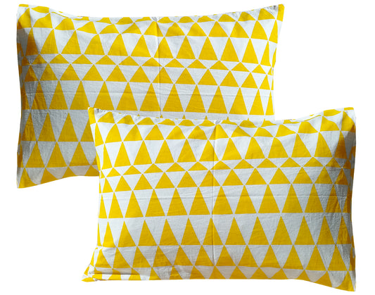 Triangle Yellow Pair of Pillow cover (Pillow covers only) - The Teal Thread