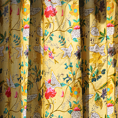Floral yellow voile width 44 inches - The Teal Thread