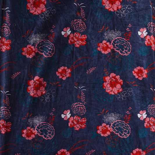Velvet fabric Blossom for upholstery-Navy Blue - The Teal Thread