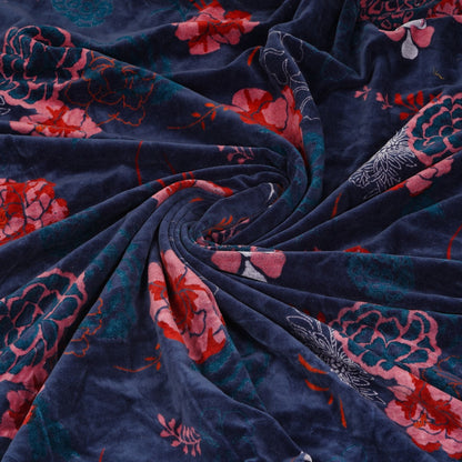Velvet fabric Blossom for upholstery-Navy Blue - The Teal Thread