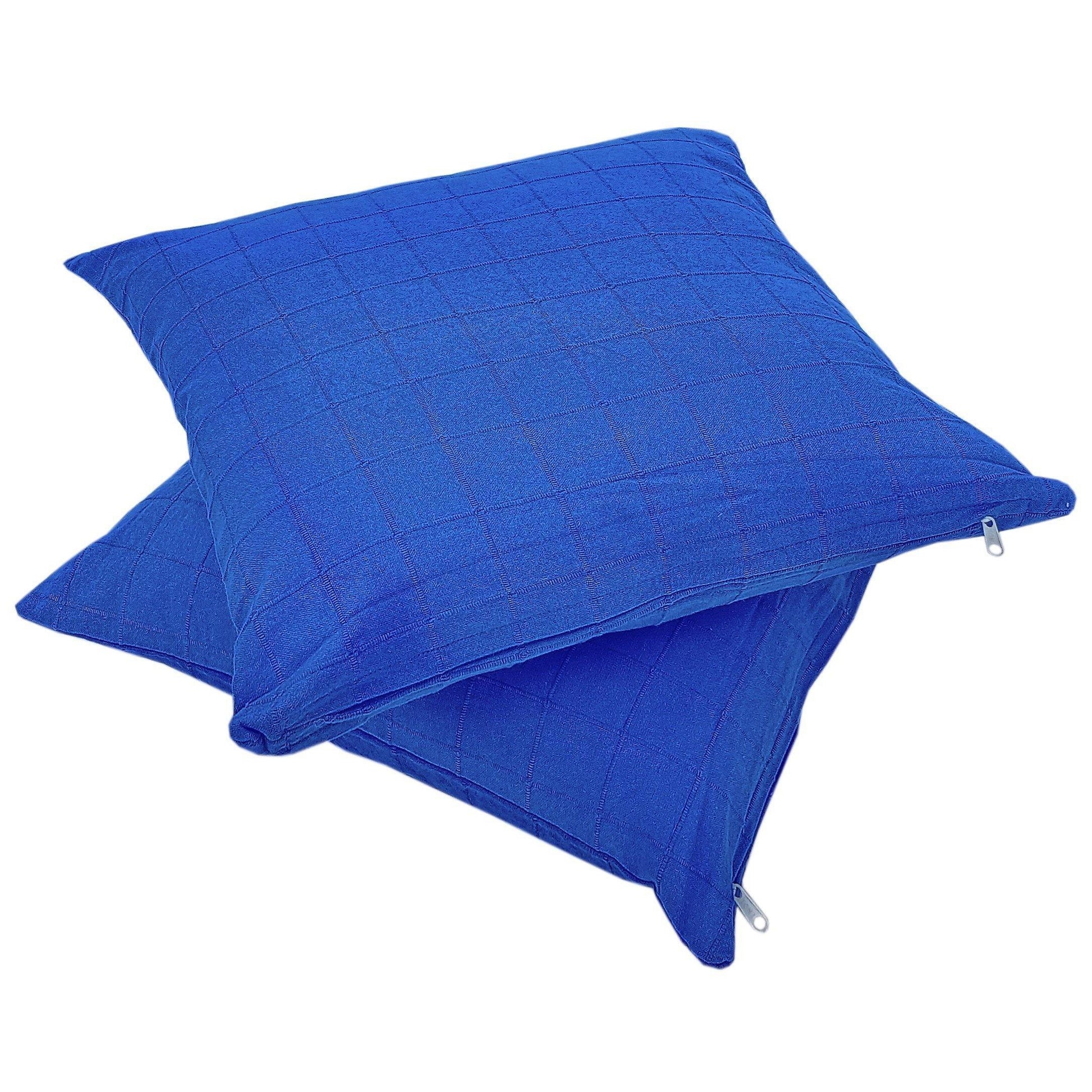 18" Blue Checkered Cotton Cushion Cover - The Teal Thread