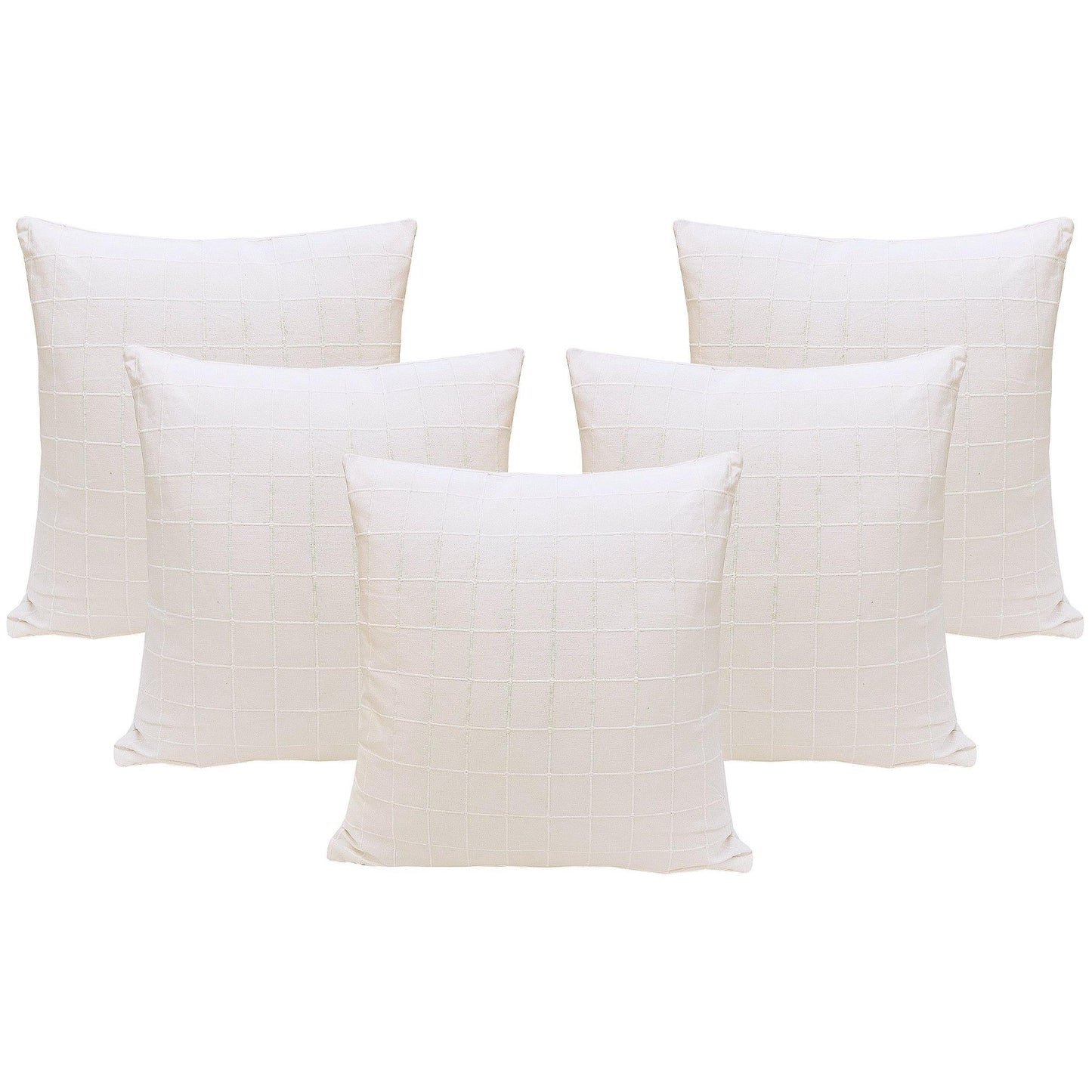 18" Off White Checkered Cotton Cushion Cover - The Teal Thread