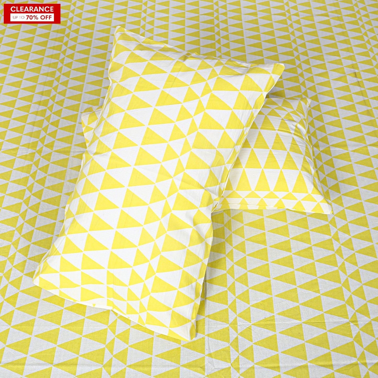 Triangle Yellow Pair of Pillow cover (Pillow covers only) - The Teal Thread