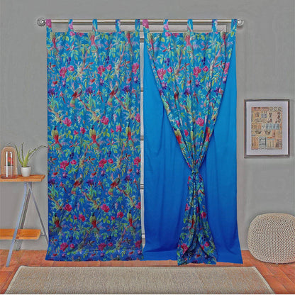 2 Layers Paradise Curtain Pair- Blue - The Teal Thread