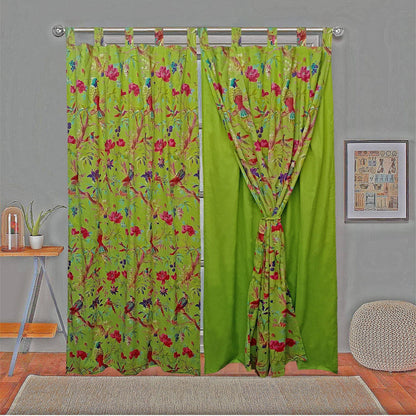 2 Layers Paradise Curtain Pair- Green - The Teal Thread