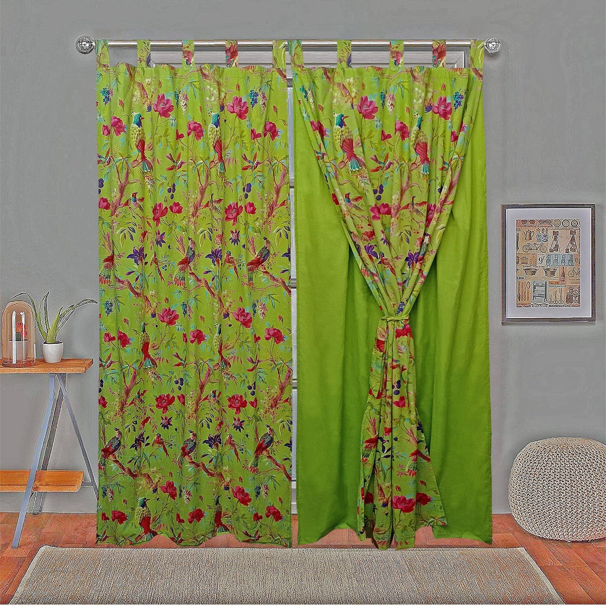 Paradise Curtain Pair-Green - The Teal Thread