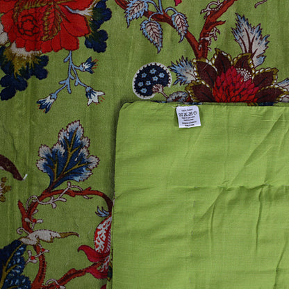 Tree of Life Cotton Velvet Quilt - Lime Green - The Teal Thread