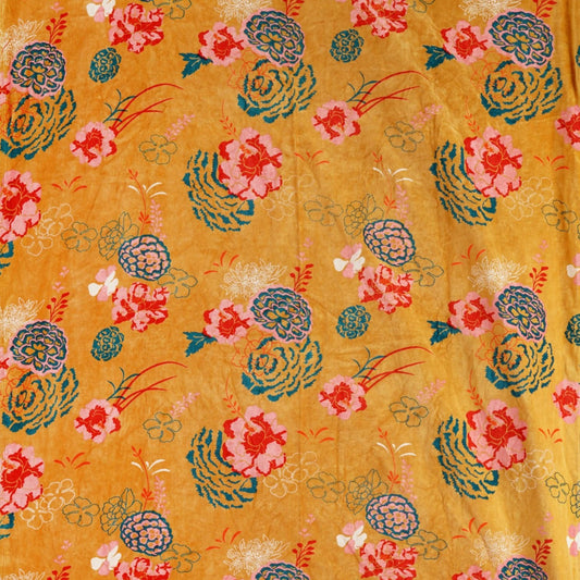 Velvet fabric Blossom for upholstery-Yellow - The Teal Thread